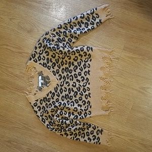 Leopard print distressed sweater